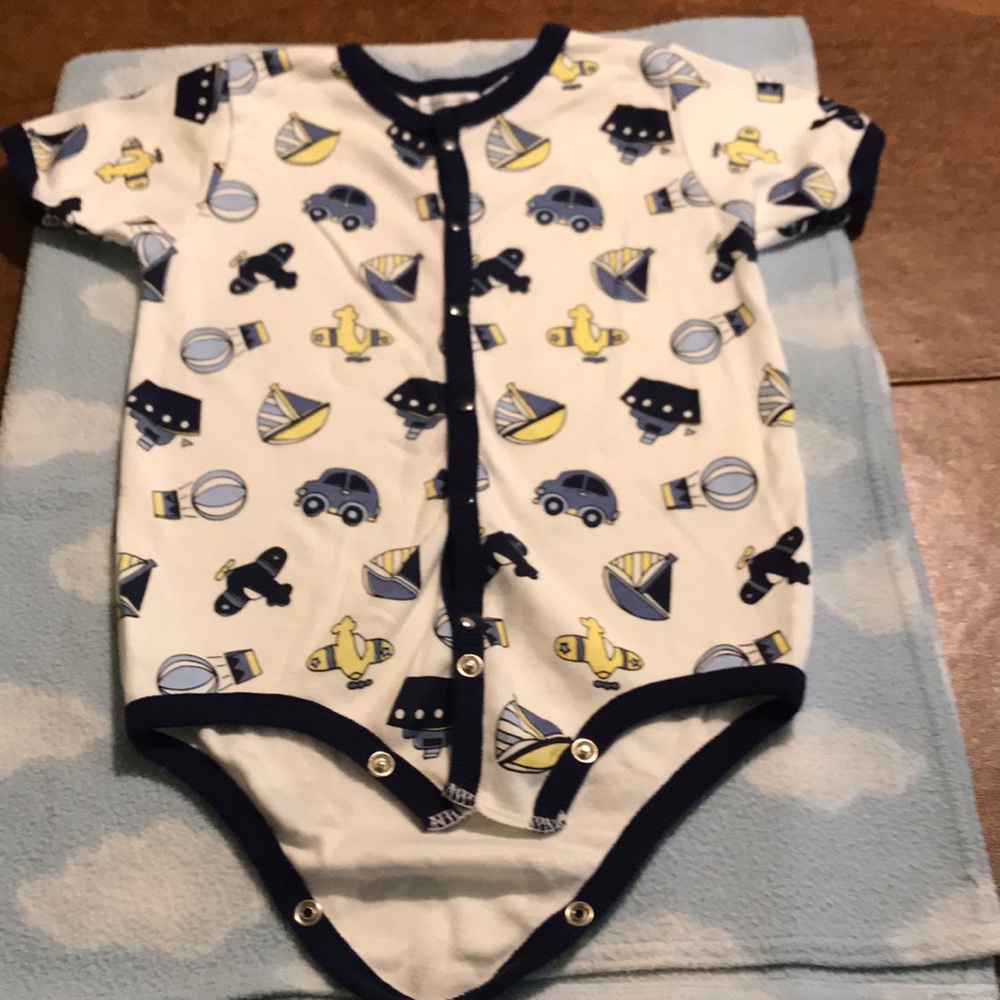 All Mine-“Cars-Planes-Boats” Onesie-6/9 Months